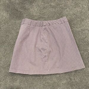 Express Pink and White Checkered A-Line Skirt